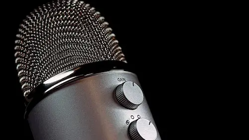 Microphone professionnel utilisé pour garantir une transmission claire de l'interprétation orale.